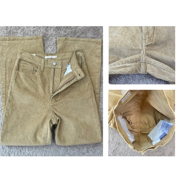 Levi's Premium Ribcage Boot Corduroy Flared Bootcut Pants in Iced Coffee Size 27 - Picture 8 of 16